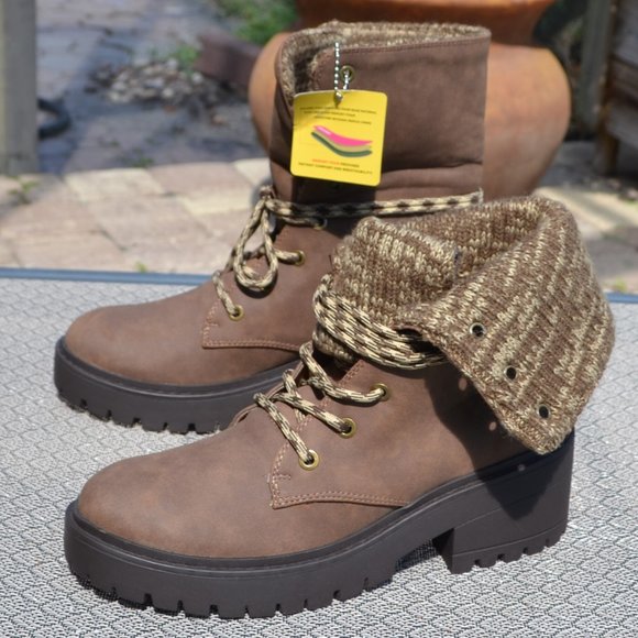 NEW Women's SKECHERS Brown Memory Foam Boots Hiking Work KNIT BUZZ Size 7 - Picture 4 of 9